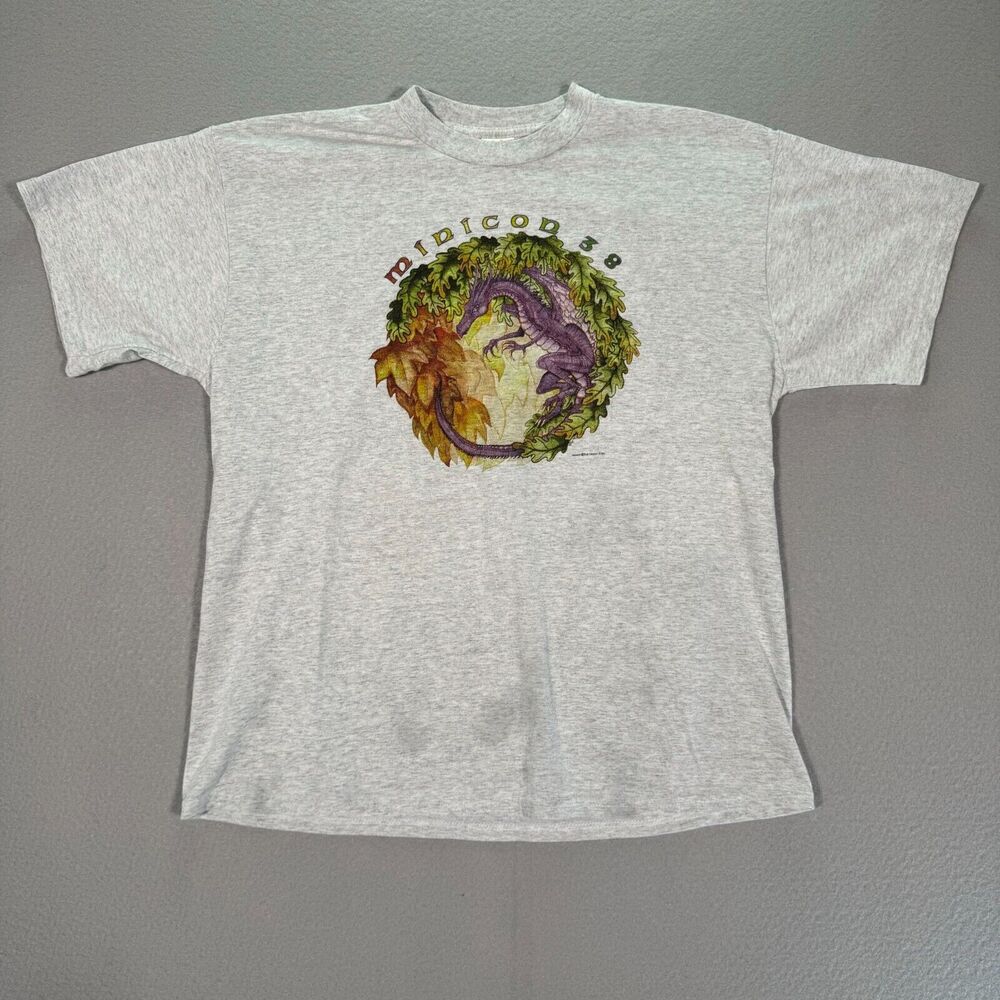 Vintage Minicon 38 Dragon T-Shirt Adult Extra‎ Large Gray Fantasy 2003 Y2K